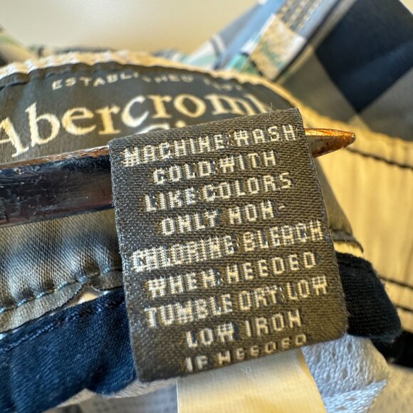 VTG Y2K Abercrombie & Fitch Cargo Swim Shorts Mens XL Blue Green Gray Plaid - Picture 12 of 12